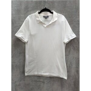 Minimalist Polo Shirt Mens Medium Minimalist Dashed Print Short Sleee Casual
